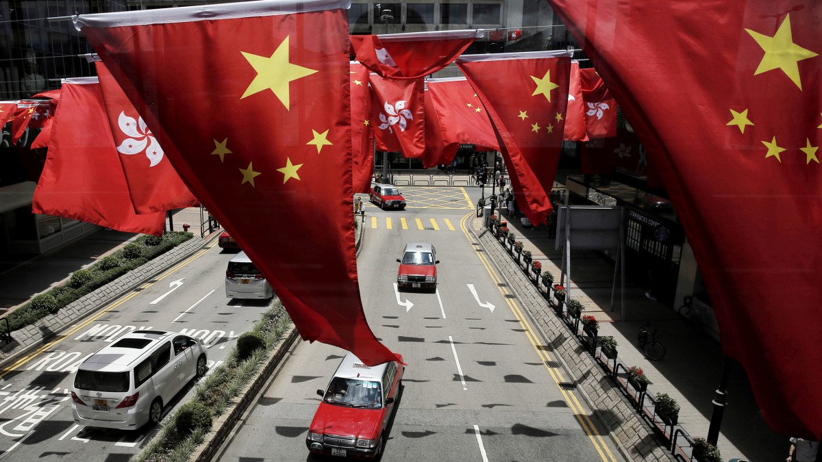 Image of Chinese flags in Hong Kong