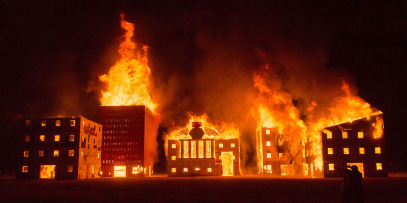 image of burning buildings