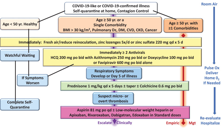 covid-19 treatment algorith, including use of HQC, from Aug 2020